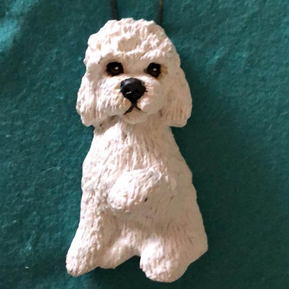 Toy Poodle Dog Holiday Ornaments, White